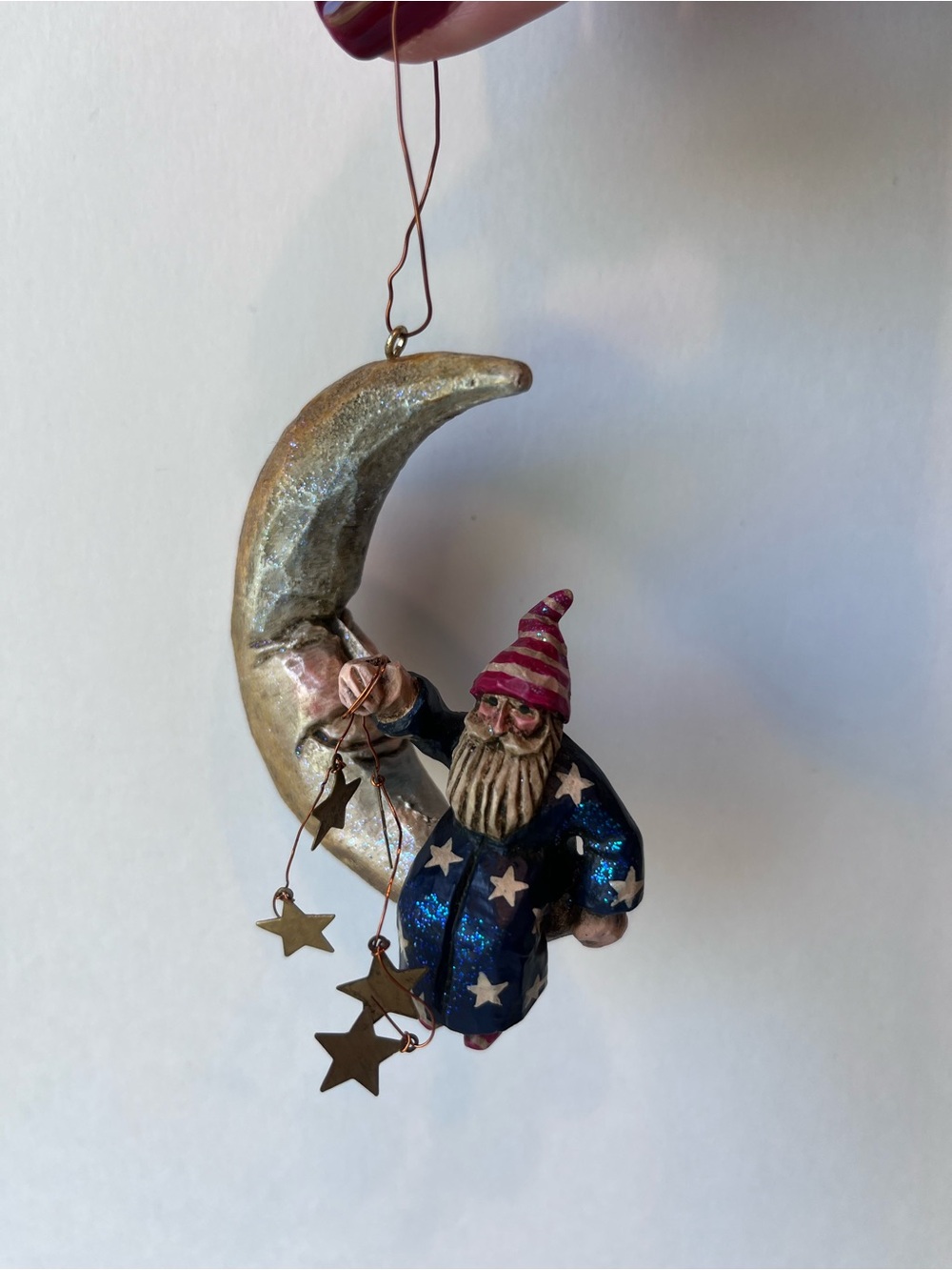 Pam Schifferl Santa on the Moon Christmas Ornament